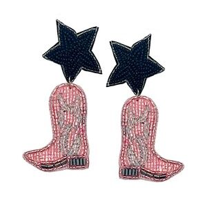 Cowboy Boots Seed Bead Earring, Western Bohemian Cowgirl